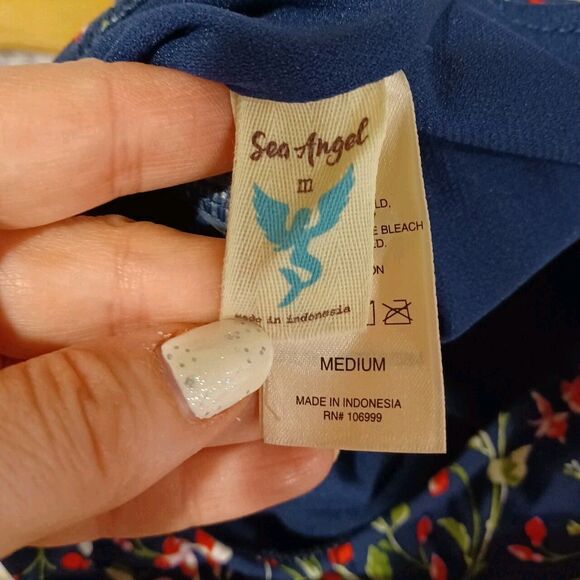 NWT Sea Angel Maternity One Piece Swimsuit Cherry Blossom Floral Print Stretch M - Picture 9 of 11